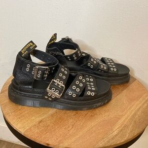 Dr. Martens Clarissa II HDW Quad Platform Leather Rivet Hardware Sandals